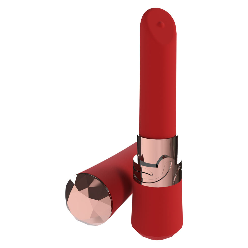 LOVELINE Dahlia - Red - Red 12.5 cm USB Rechargeable Lipstick Vibrator - LOVU083RED
