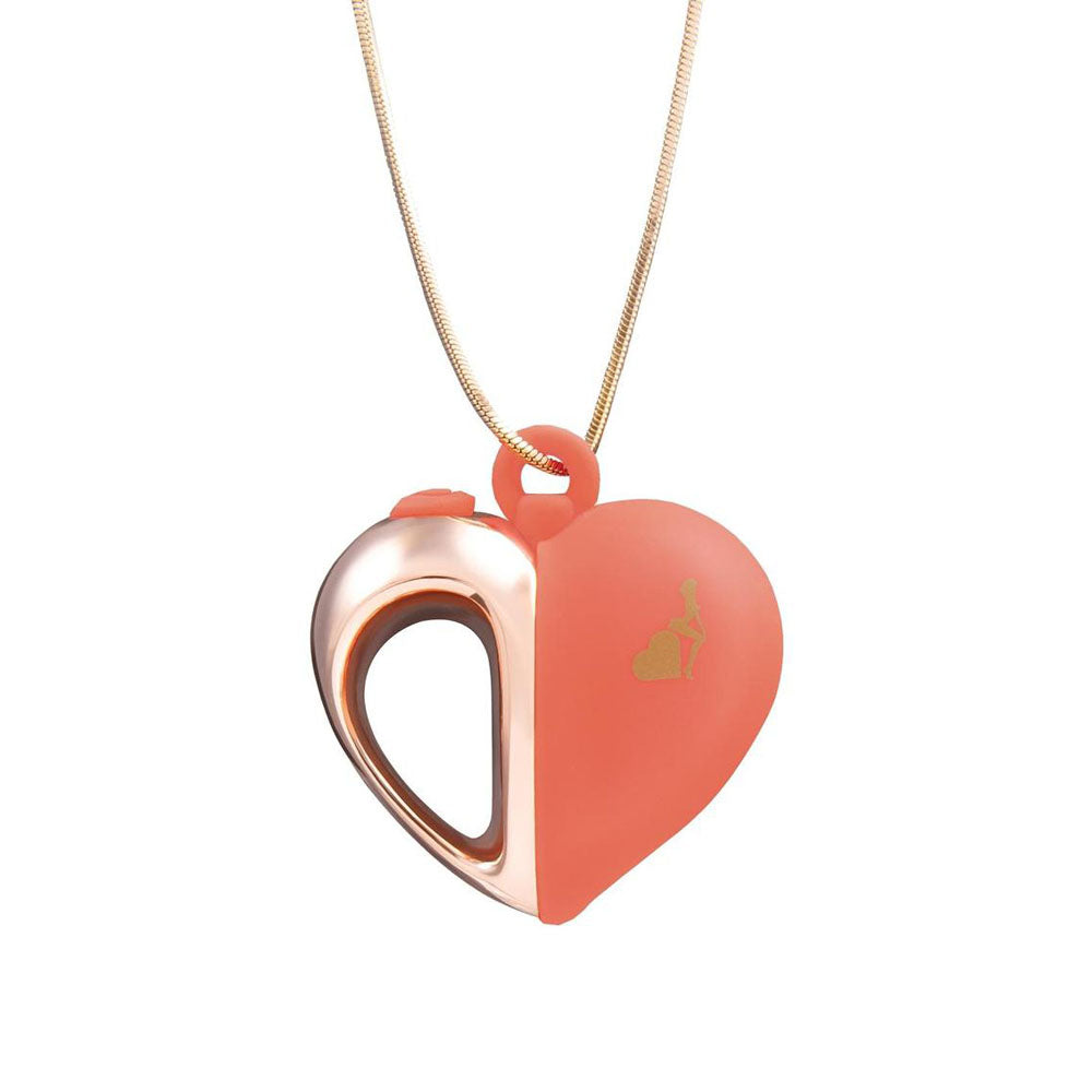 LAPDANCE Heart Pendant Wearable Necklace Vibrator - Pink/Rose Gold USB Rechargeable Necklace Vibrator - LT205