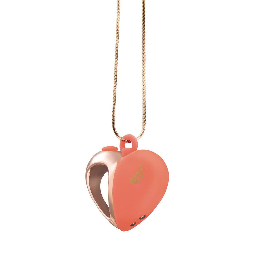 LAPDANCE Heart Pendant Wearable Necklace Vibrator - Pink/Rose Gold USB Rechargeable Necklace Vibrator - LT205