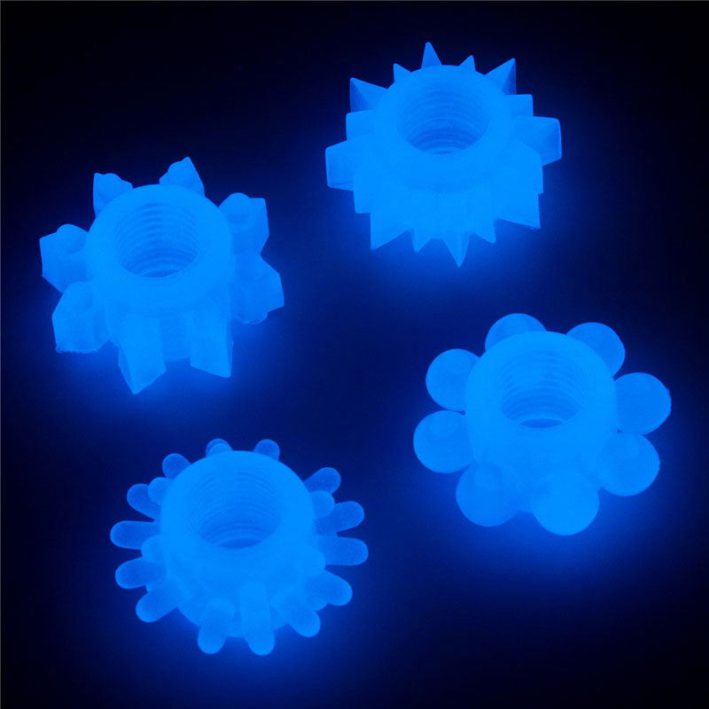 Lumino Play Penis Rings 4 Pack - Glow in the Dark Blue Cock Rings - Set of 4 - LV343011
