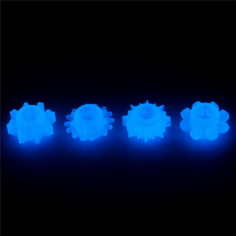 Lumino Play Penis Rings 4 Pack - Glow in the Dark Blue Cock Rings - Set of 4 - LV343011