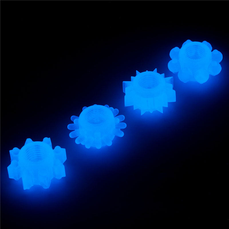 Lumino Play Penis Rings 4 Pack - Glow in the Dark Blue Cock Rings - Set of 4 - LV343011