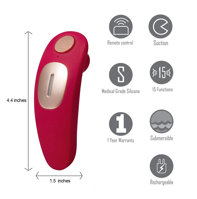 Maia Remi - Red USB Rechargeable Panty Vibe with Suction - MA2107