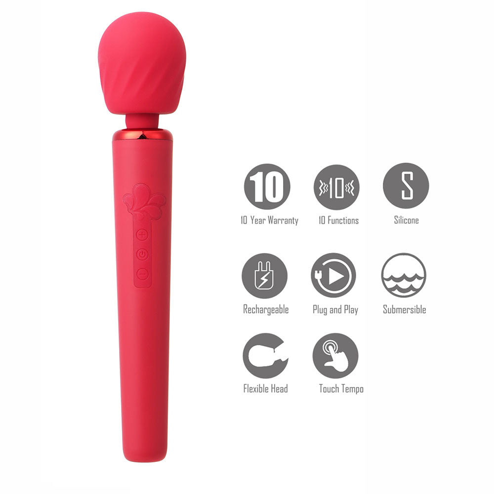 Maia NALA - Red - Red 30 cm USB Rechargeable Massage Wand - MA23-08-RED