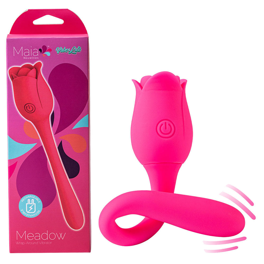 Maia MEADOW - Pink 14 cm USB Rechargeable Flower Stimulator - MA23-09