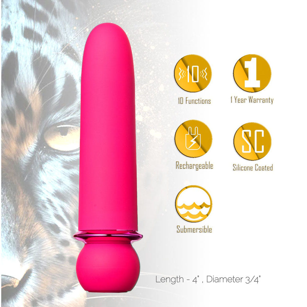 Maia JAGUAR - Pink - Pink 10.1 cm USB Rechargeable Bullet - MA24-01-PINK