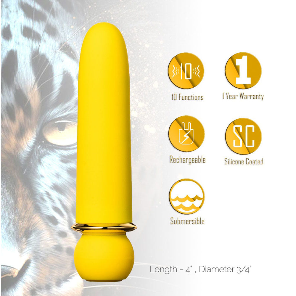 Maia JAGUAR - Yellow - Yellow 10.1 cm USB Rechargeable Bullet - MA24-01-YELLOW