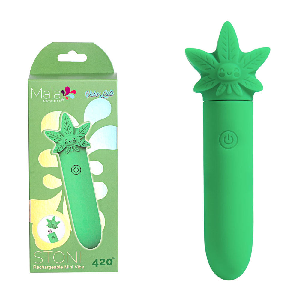 Maia STONI - 420 Green 11.1 cm USB Rechargeable Bullet - MA24-09
