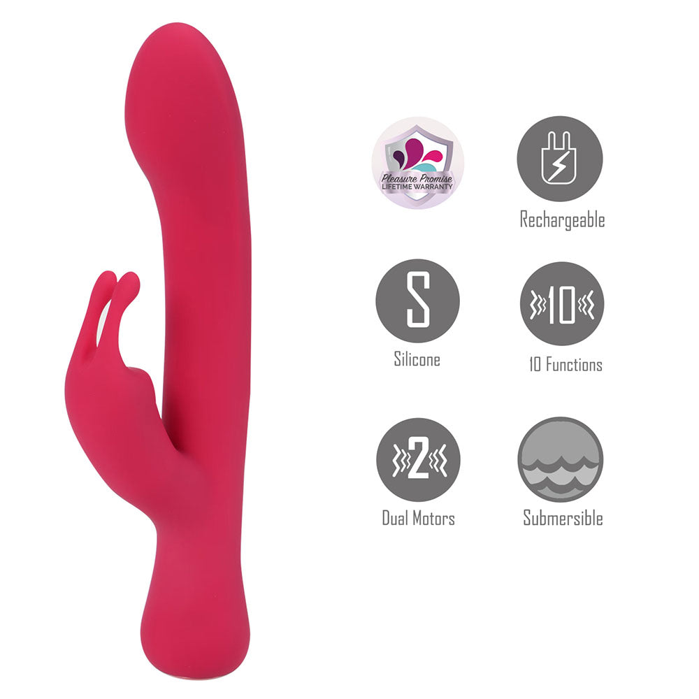 Maia ZARA - Red - Red 17.1 cm USB Rechargeable Rabbit Vibrator - MA24-18-RED