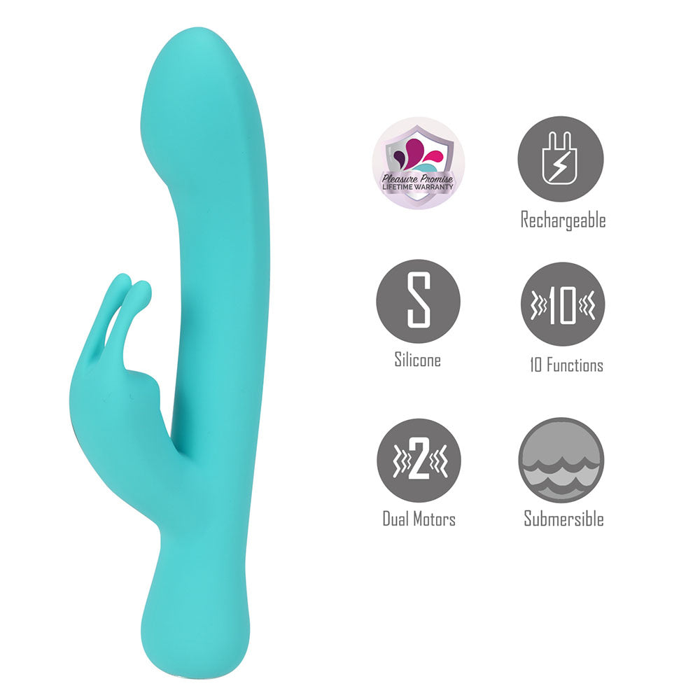 Maia ZARA - Teal - Teal 17.1 cm USB Rechargeable Rabbit Vibrator - MA24-18-TEAL