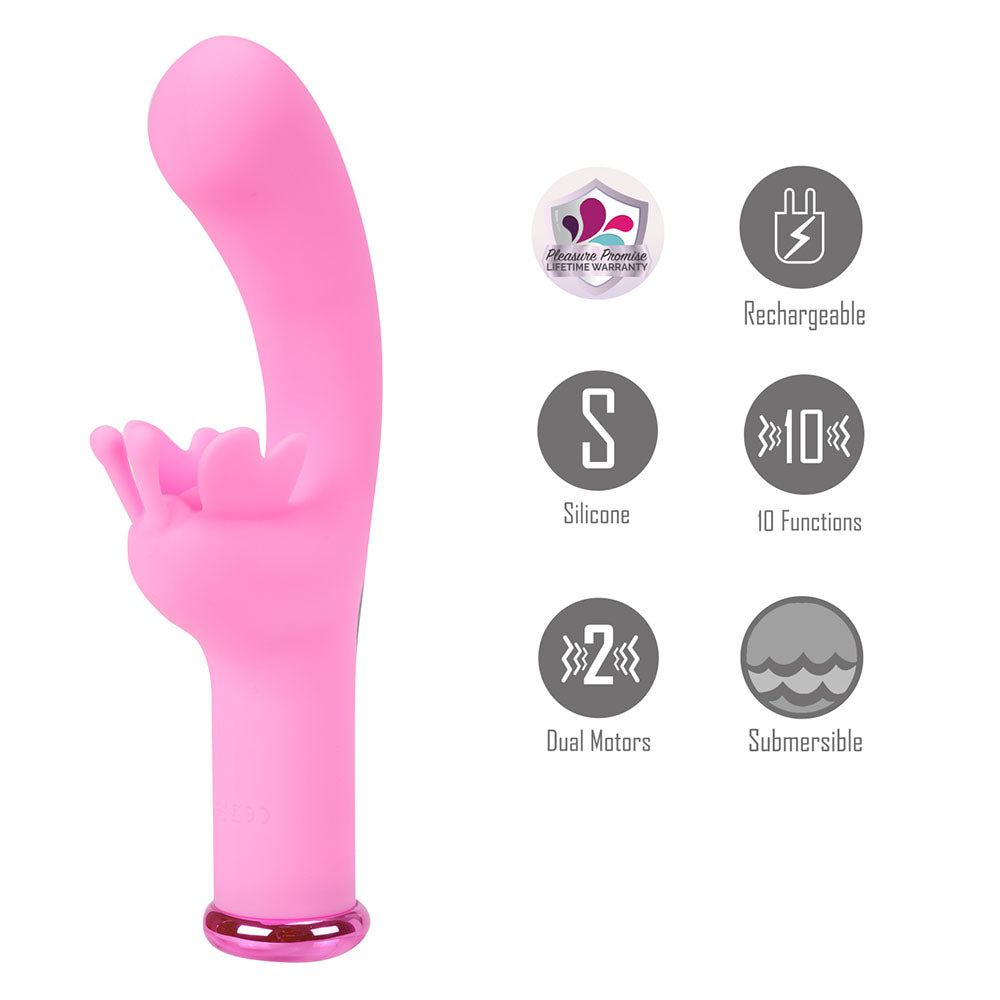Maia MYLA - Pink - Pink 15.9 cm USB Rechargeable Butterfly Vibrator - MA24-19-PINK