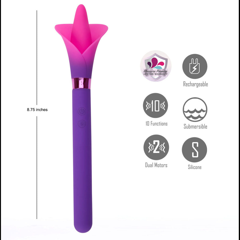 Maia VALA - Purple - Purple/Pink 22.2 cm USB Rechargeable Flower Vibrator - MA25-07-PURPLE