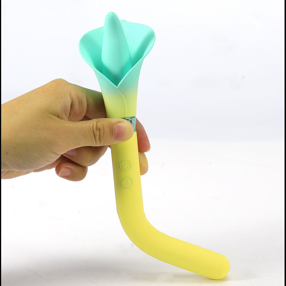 Maia VALA - Yellow - Yellow/Green 22.2 cm USB Rechargeable Flower Vibrator - MA25-07-YELLOW