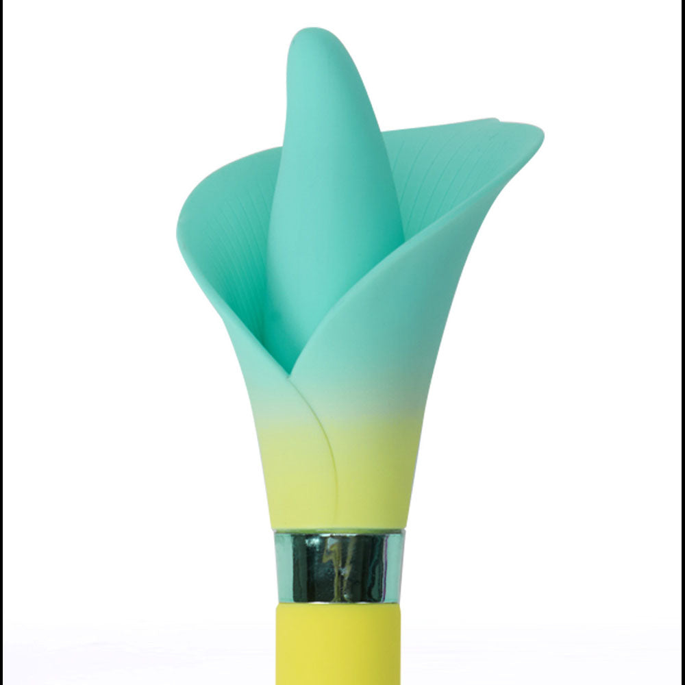 Maia VALA - Yellow - Yellow/Green 22.2 cm USB Rechargeable Flower Vibrator - MA25-07-YELLOW