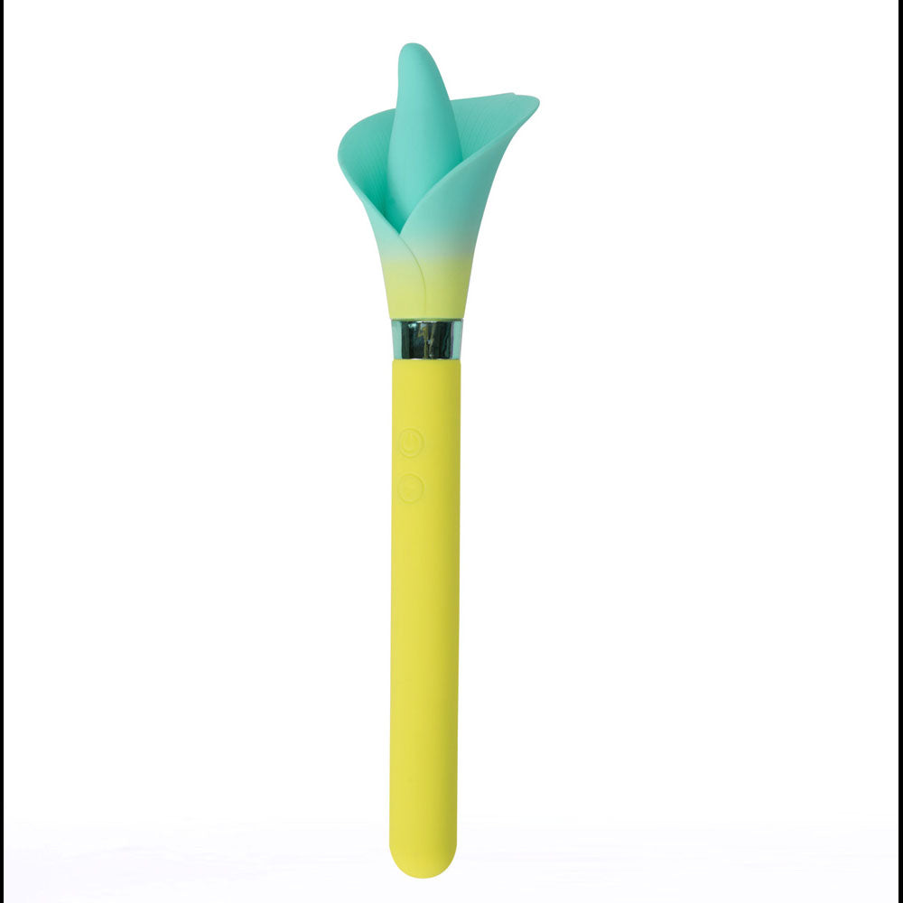 Maia VALA - Yellow - Yellow/Green 22.2 cm USB Rechargeable Flower Vibrator - MA25-07-YELLOW
