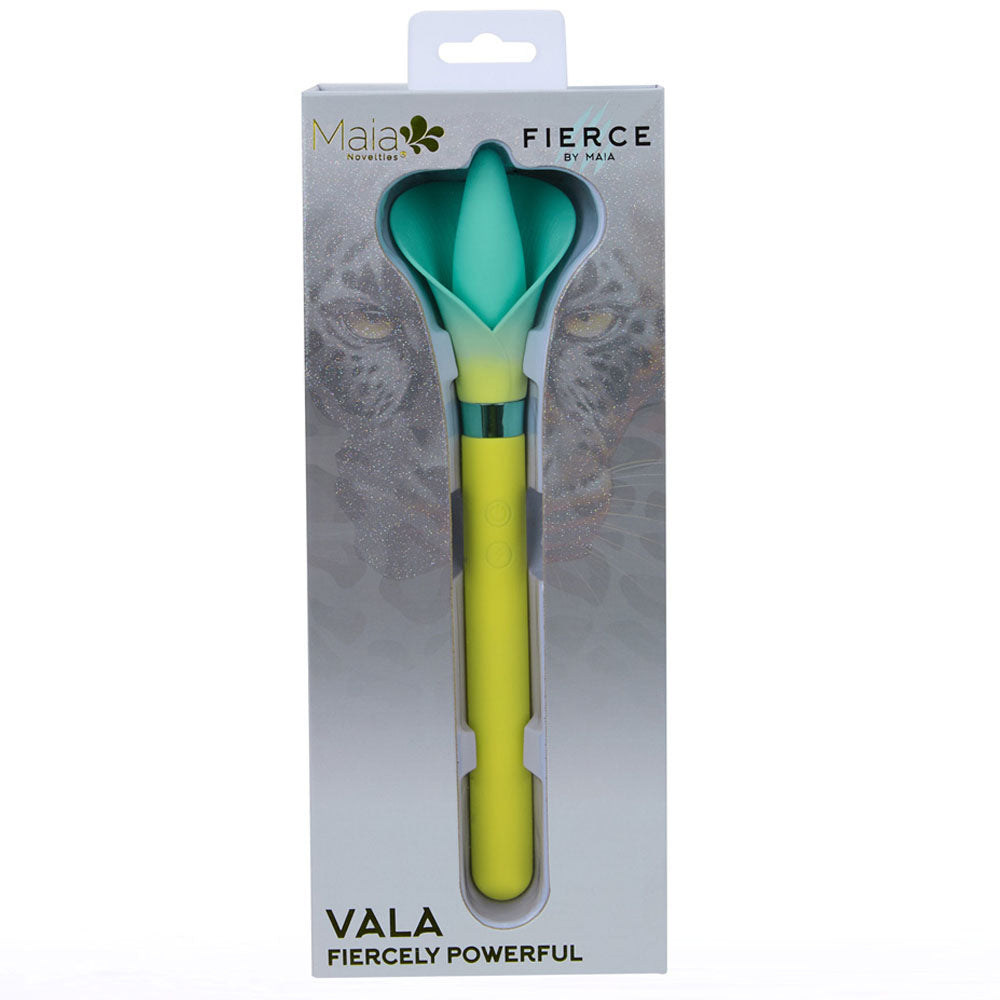 Maia VALA - Yellow - Yellow/Green 22.2 cm USB Rechargeable Flower Vibrator - MA25-07-YELLOW
