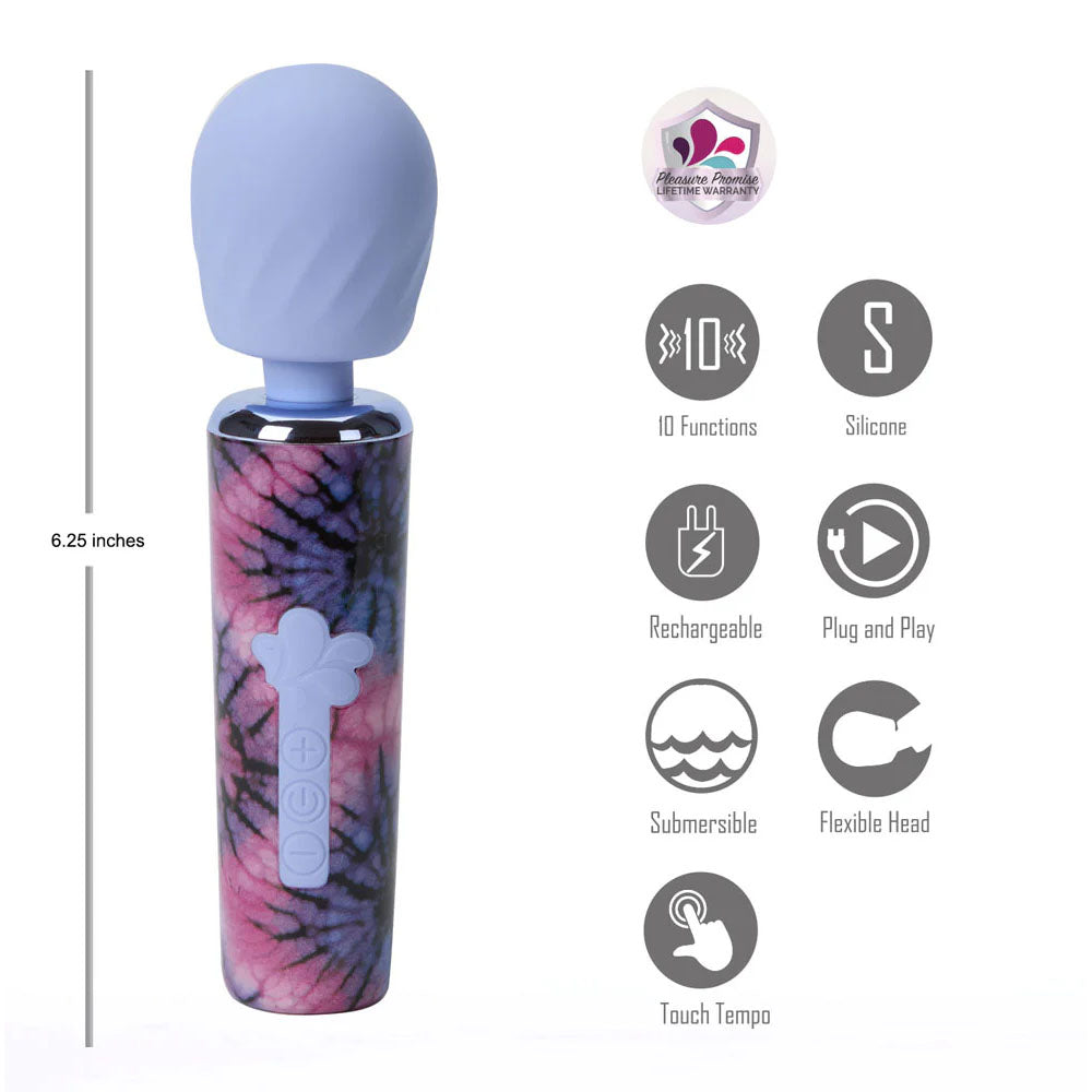 Maia JOURNEE Wand - Purple 15.9 cm USB Rechargeable Massage Wand - MA25-10-TIE-DYE