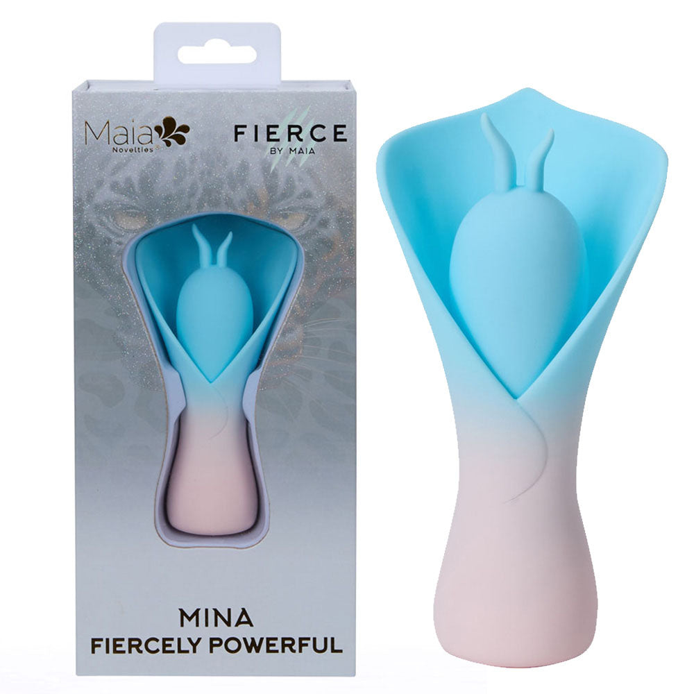 Maia MINA - Blue - Blue/Pink USB Rechargeable Fluttering Flower Stimulator - MA25-11-BLUE