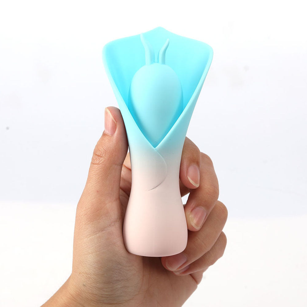 Maia MINA - Blue - Blue/Pink USB Rechargeable Fluttering Flower Stimulator - MA25-11-BLUE