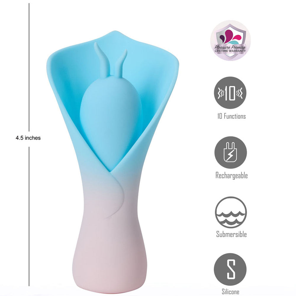 Maia MINA - Blue - Blue/Pink USB Rechargeable Fluttering Flower Stimulator - MA25-11-BLUE