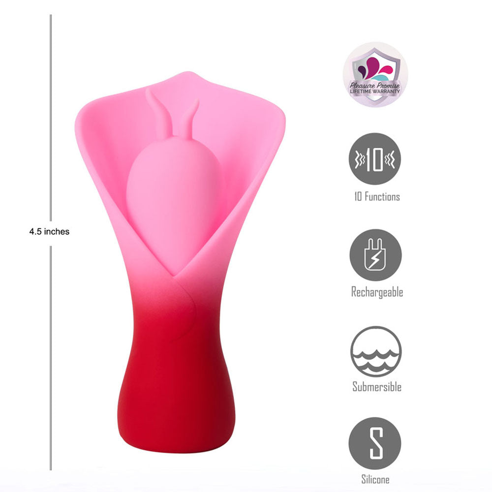 Maia MINA - Red - Red/Pink USB Rechargeable Fluttering Flower Stimulator - MA25-11-RED