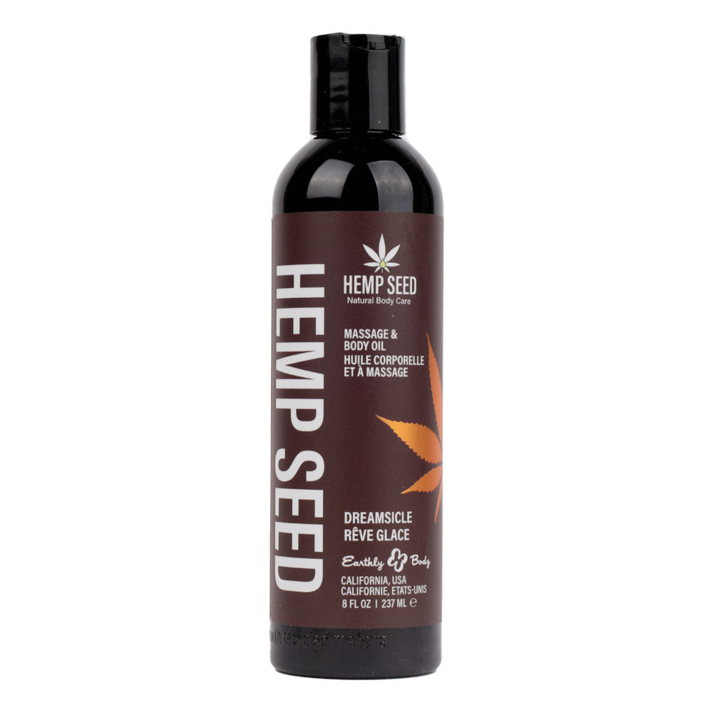 Hemp Seed Massage & Body Oil - Dreamsicle (Tangerine & Plum) Scented - 237 ml Bottle - MAS002