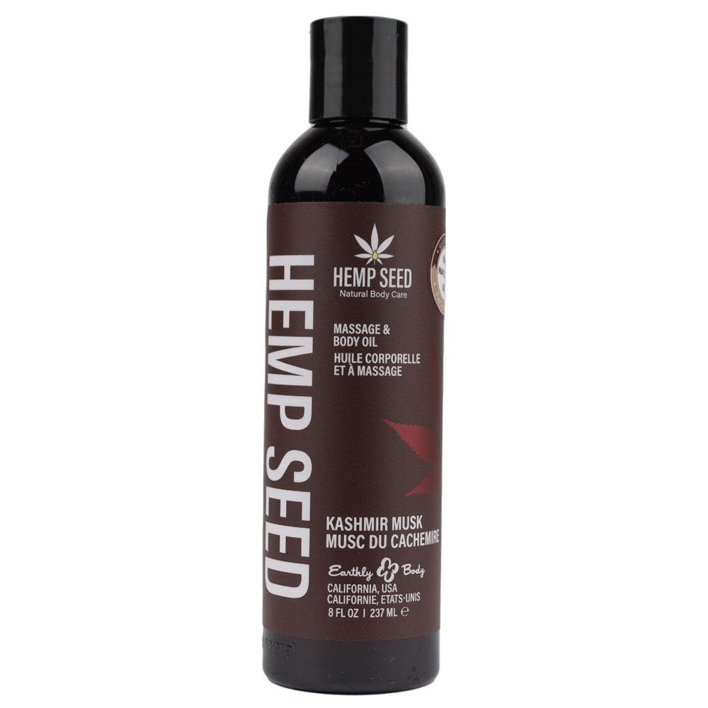 Hemp Seed Massage & Body Oil - Kashmir Musk (Brandy, Magnolia & Vanilla Musk) Scented - 237 ml - MAS013