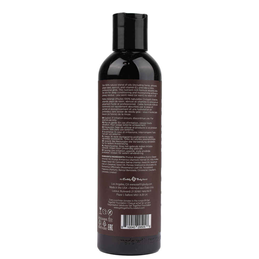 Hemp Seed Massage & Body Oil - Kashmir Musk (Brandy, Magnolia & Vanilla Musk) Scented - 237 ml - MAS013