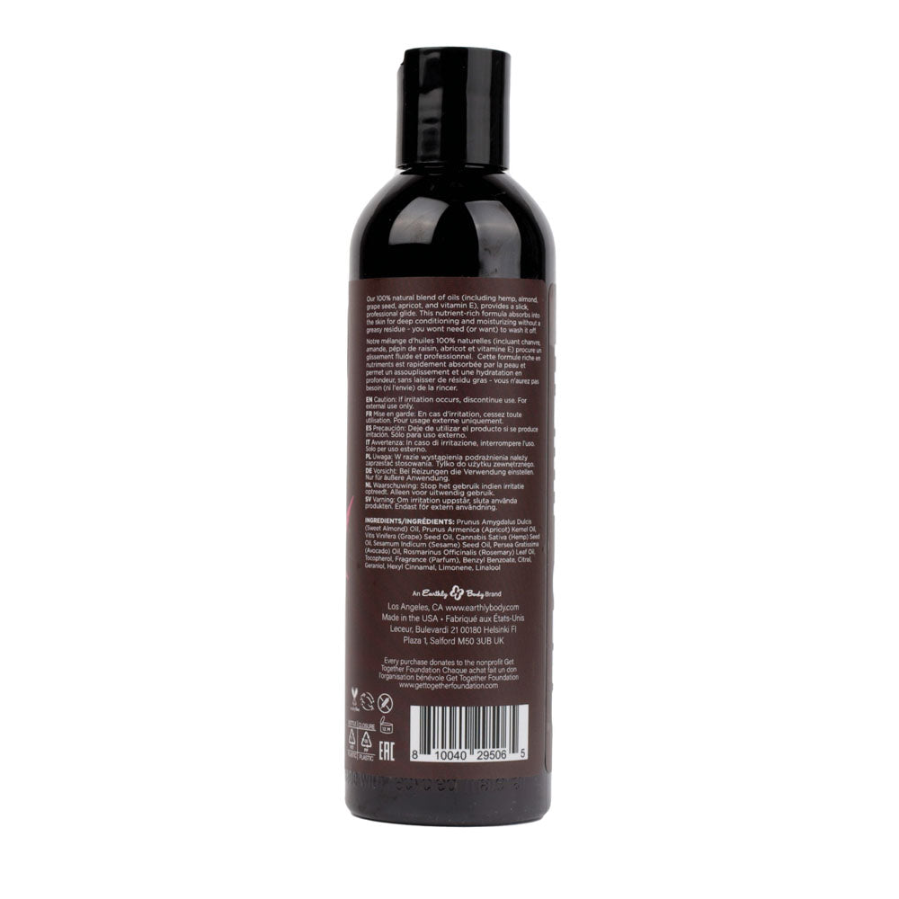 Hemp Seed Massage & Body Oil - Zen Berry Rose (Blackberry, Yellow Rose & Amber) Scented - 237 ml - MAS014
