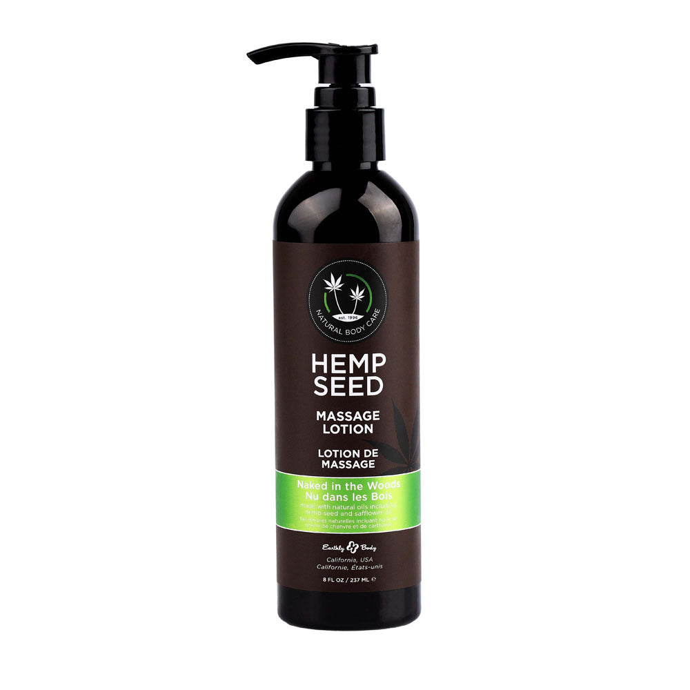 Hemp Seed Massage Lotion - Naked In The Woods (White Tea & Ginger) Scented - 237 ml Bottle - ML022