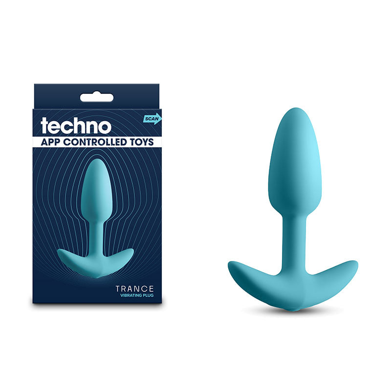 Techno - Trance - Blue 10.9 cm USB Rechargeable Butt Plug with App Control - NSN-0287-17