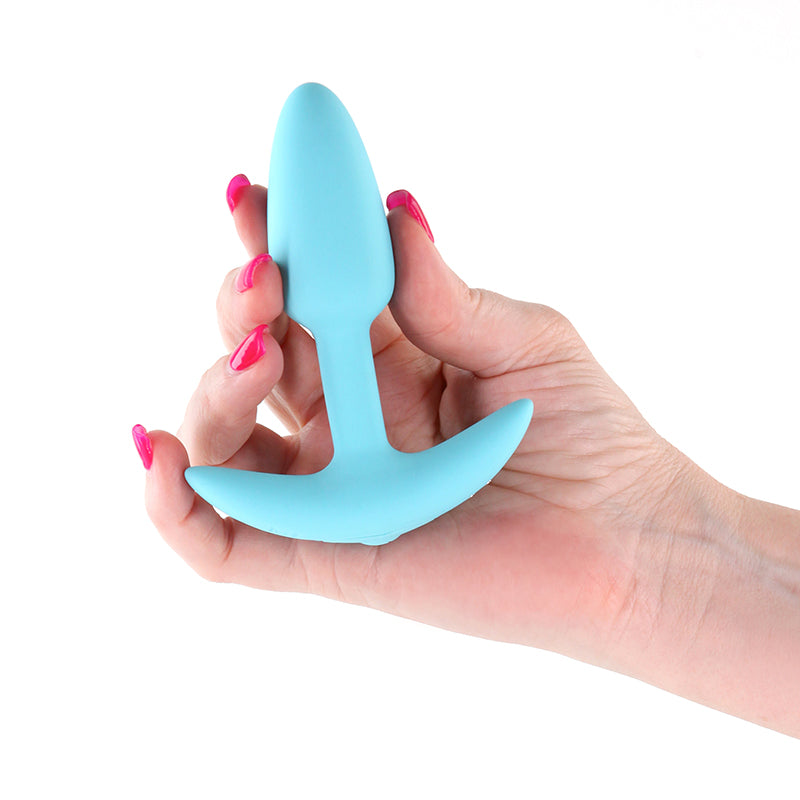 Techno - Trance - Blue 10.9 cm USB Rechargeable Butt Plug with App Control - NSN-0287-17