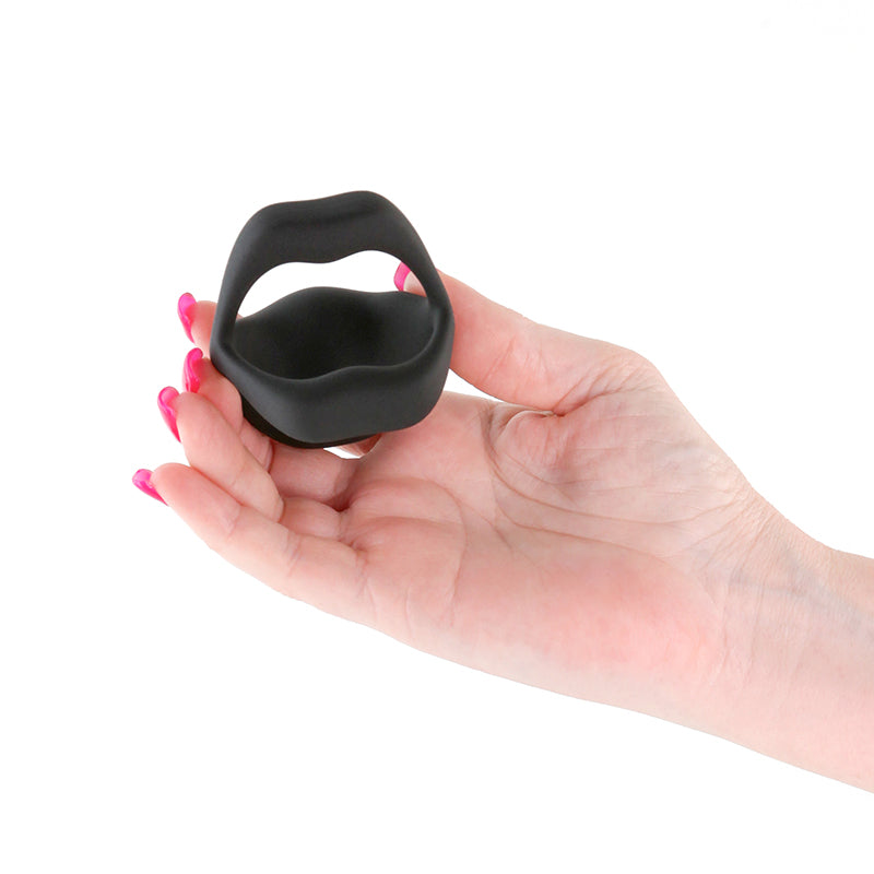 Techno - Strobe - Black - Black USB Rechargeable Vibrating Cock Ring with App Control - NSN-0287-53