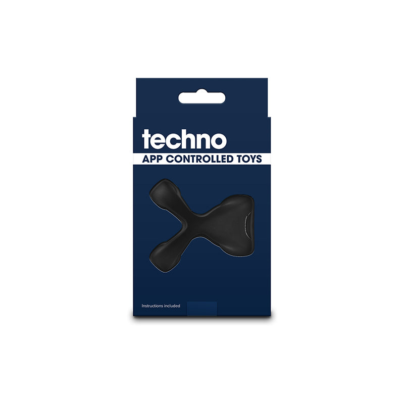 Techno - Strobe - Black - Black USB Rechargeable Vibrating Cock Ring with App Control - NSN-0287-53