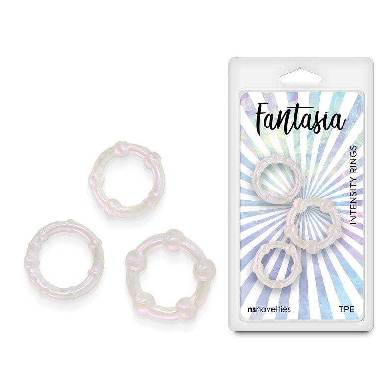 Fantasia - Intensity Rings - Pearl - Pearlescent Beaded Cock Rings - Set of 3 Sizes - NSN-0384-21