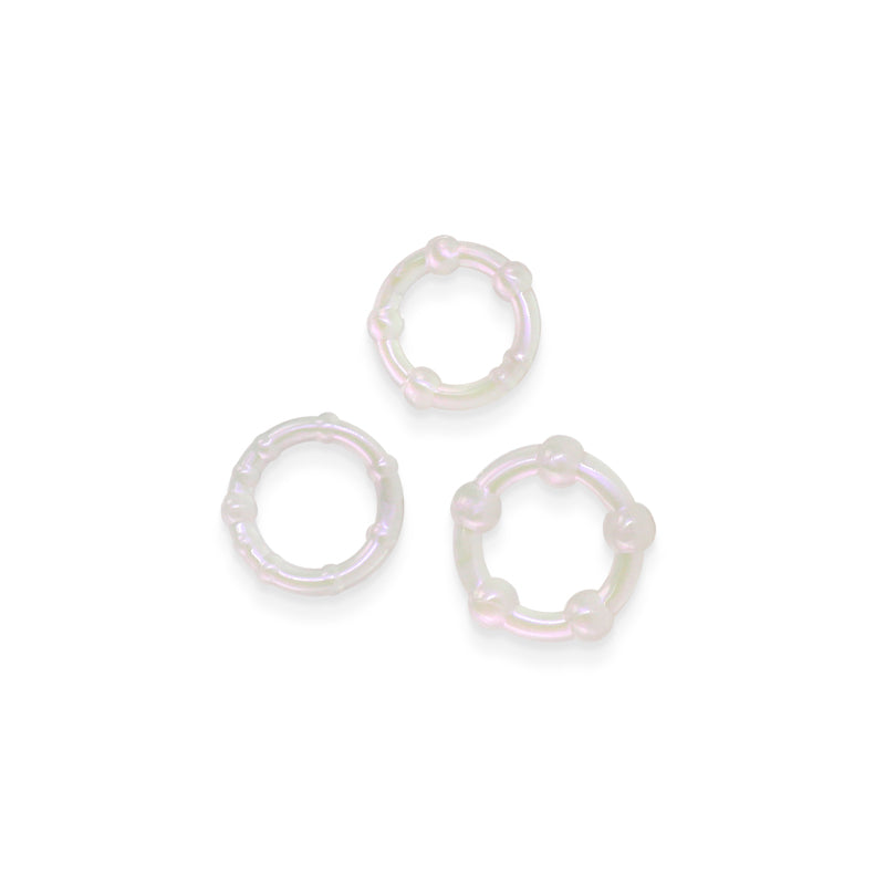 Fantasia - Intensity Rings - Pearl - Pearlescent Beaded Cock Rings - Set of 3 Sizes - NSN-0384-21