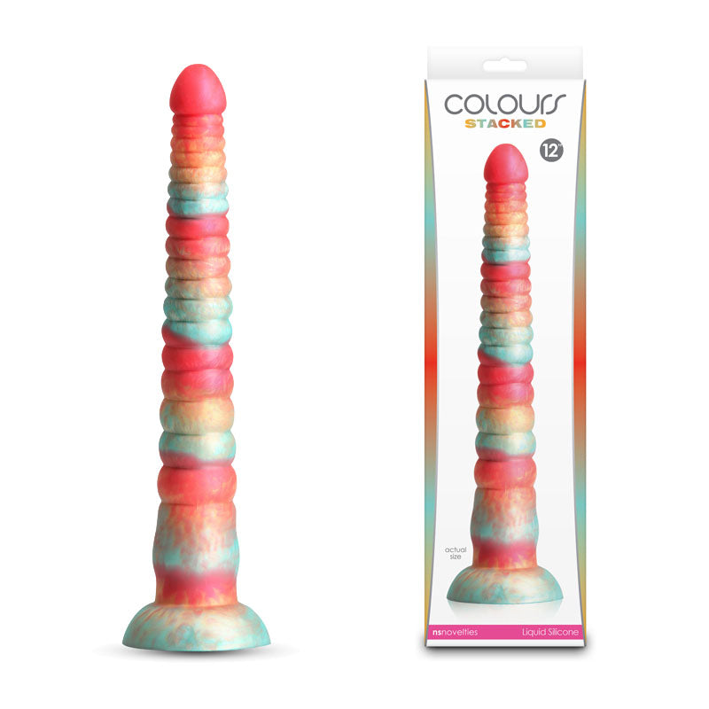 Colours Stacked - 12'' Dildo - Red/Gold - Red/Gold 30.6 cm Fantasy Dildo - NSN-0412-21