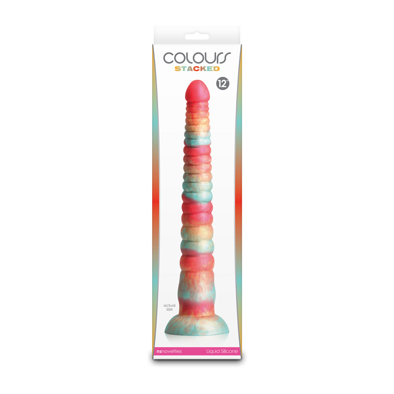 Colours Stacked - 12'' Dildo - Red/Gold - Red/Gold 30.6 cm Fantasy Dildo - NSN-0412-21