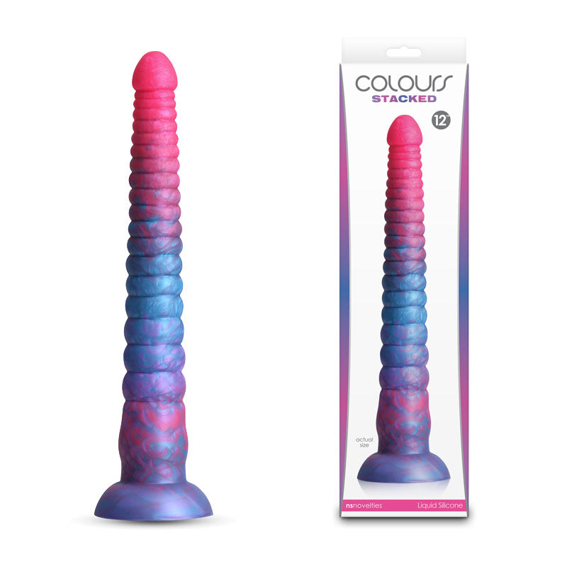 Colours Stacked - 12'' Dildo - Pink/Blue - Pink/Blue 30.6 cm Fantasy Dildo - NSN-0412-22