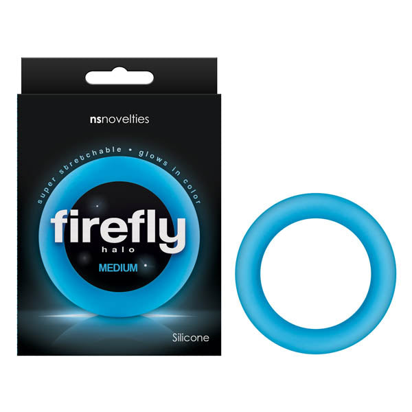 Firefly Halo - Glow In Dark Blue Medium 55 mm Cock Ring - NSN-0473-37