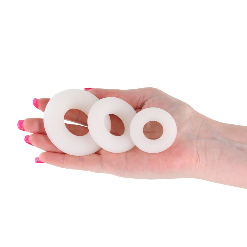 Firefly - 3pc Bubble Rings - White - Glow in Dark Cock Rings - Set of 3 Sizes - NSN-0474-01