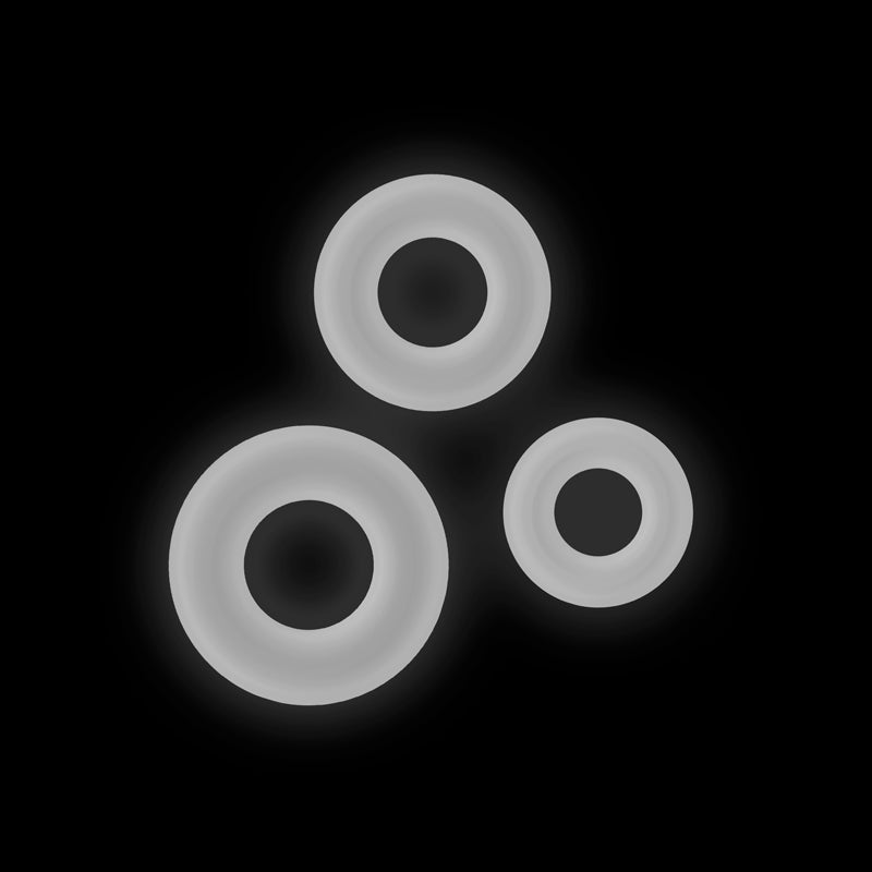 Firefly - 3pc Bubble Rings - White - Glow in Dark Cock Rings - Set of 3 Sizes - NSN-0474-01