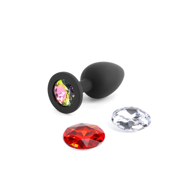 Glams Xchange Round - Small - Black Small Butt Plug with Interchangeable Round Gems - NSN-0514-33