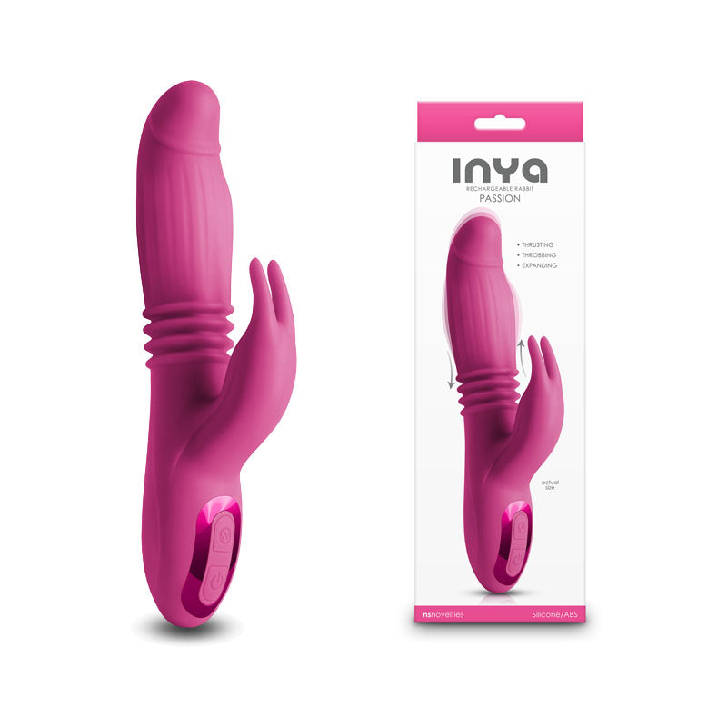 INYA Passion - Pink - Pink 22.2 cm USB Rechargeable Thrusting Rabbit Vibrator - NSN-0552-44