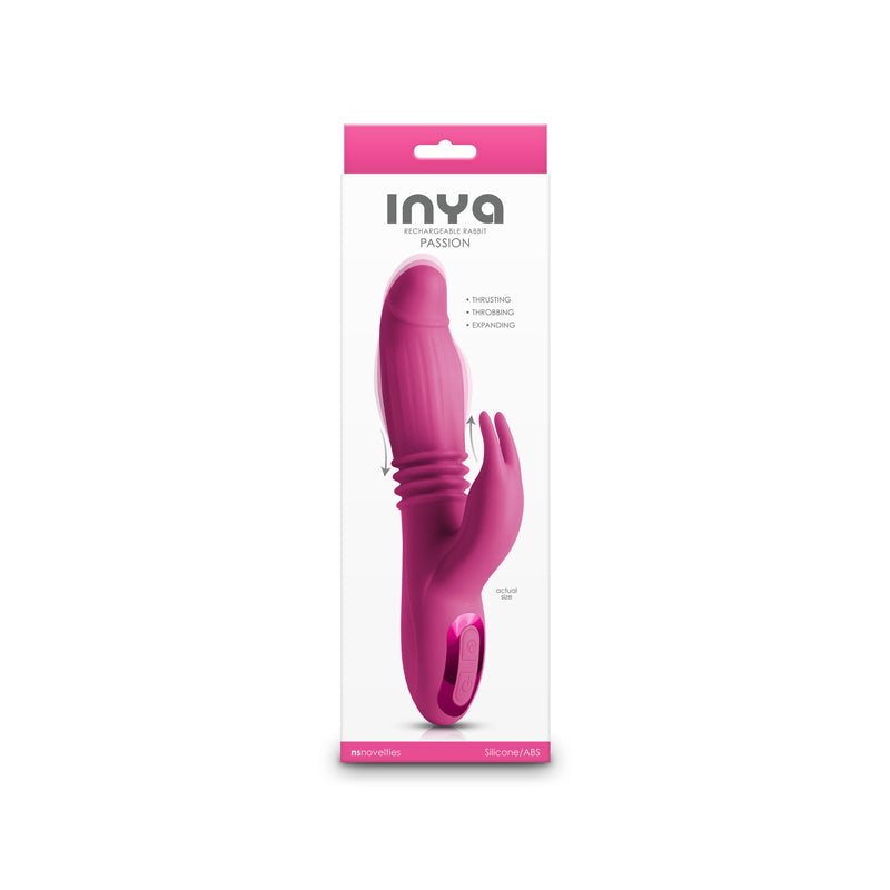 INYA Passion - Pink - Pink 22.2 cm USB Rechargeable Thrusting Rabbit Vibrator - NSN-0552-44