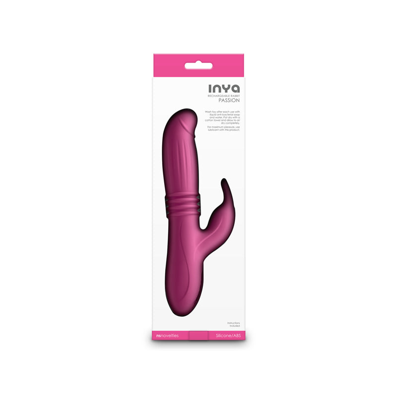 INYA Passion - Pink - Pink 22.2 cm USB Rechargeable Thrusting Rabbit Vibrator - NSN-0552-44