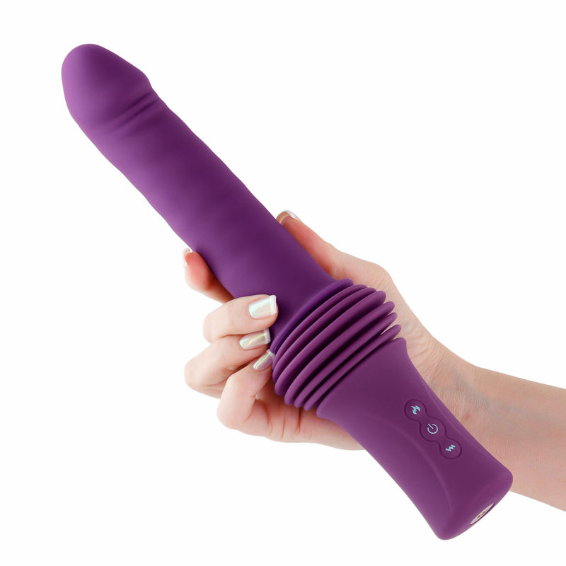 INYA Super Stroker - Purple - Purple 36.8 cm USB Rechargeable Thrusting Vibrator with Remote Control & Stand - NSN-0558-05