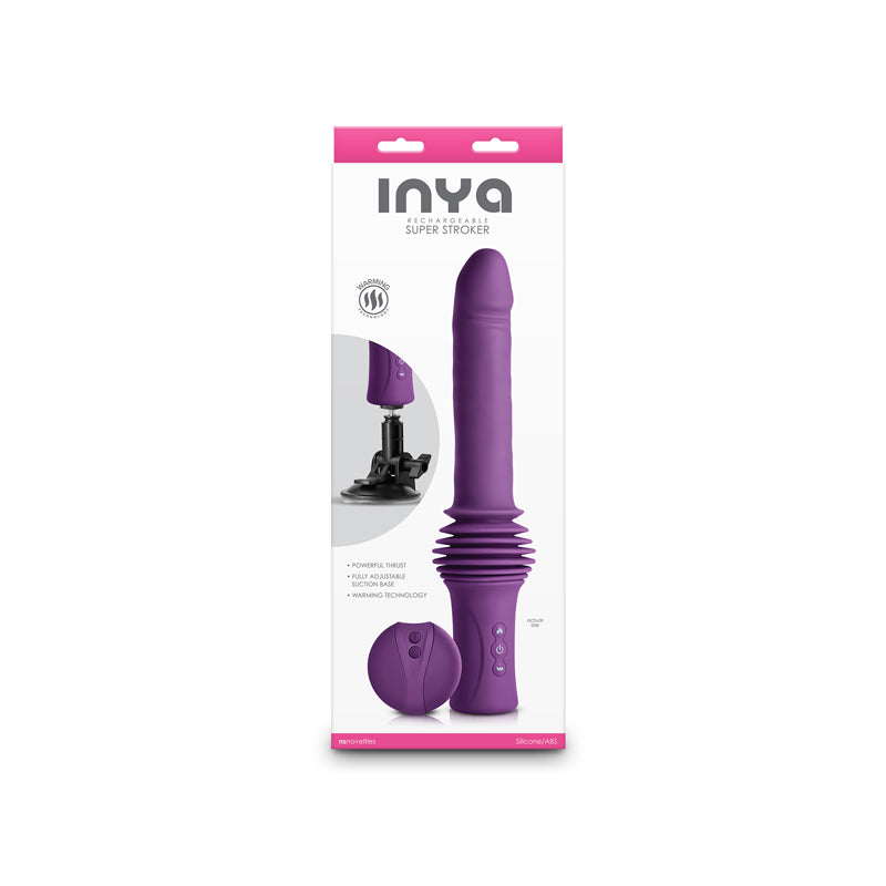 INYA Super Stroker - Purple - Purple 36.8 cm USB Rechargeable Thrusting Vibrator with Remote Control & Stand - NSN-0558-05