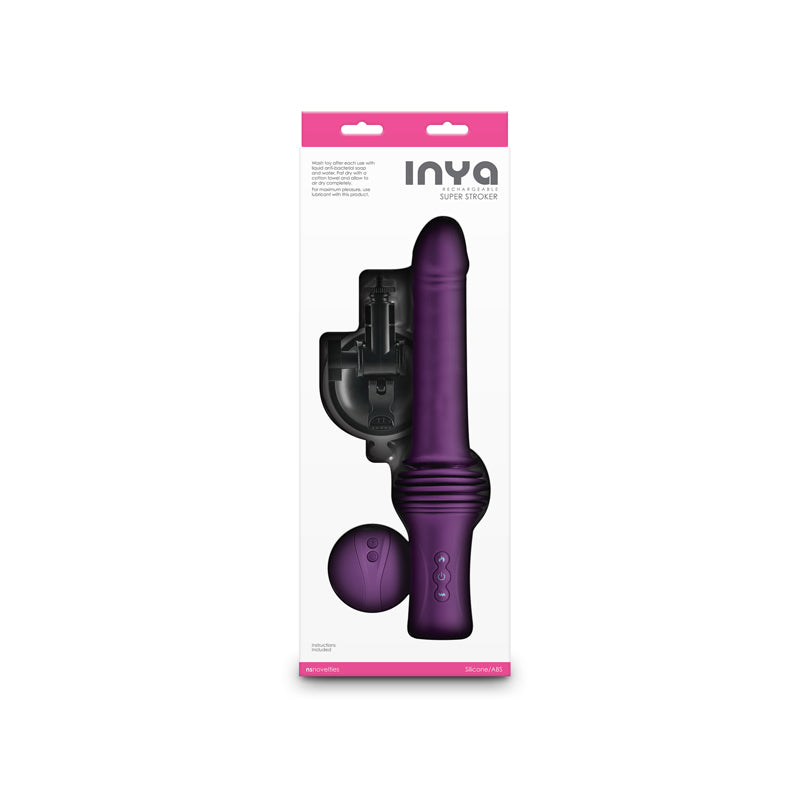 INYA Super Stroker - Purple - Purple 36.8 cm USB Rechargeable Thrusting Vibrator with Remote Control & Stand - NSN-0558-05