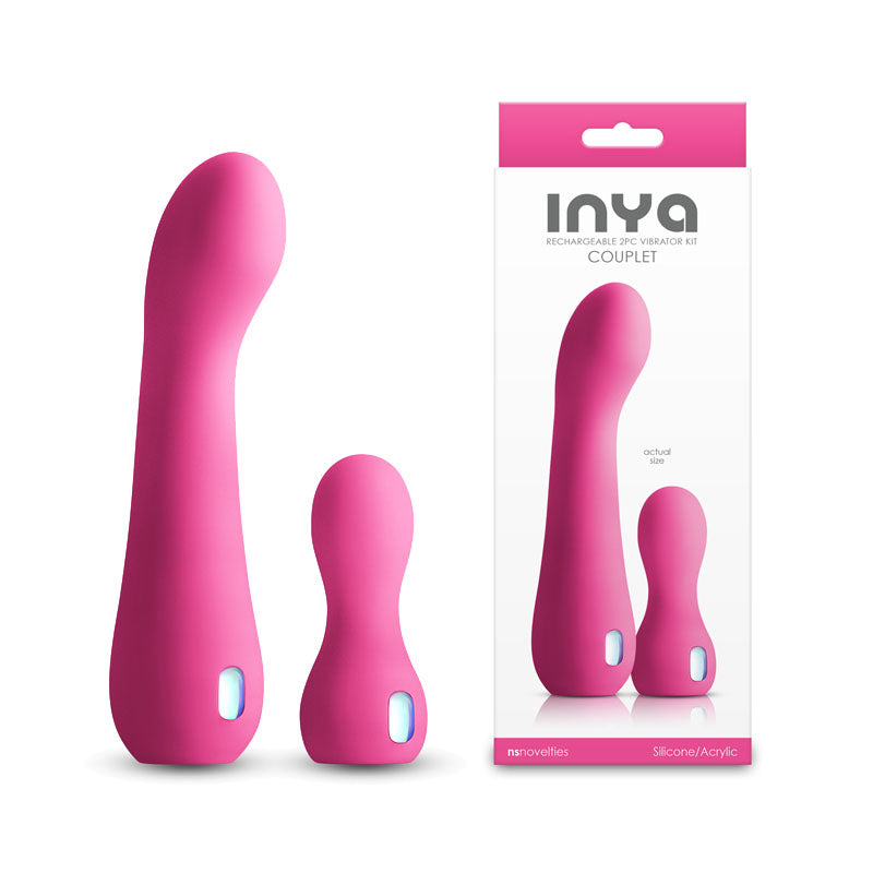 INYA Couplet - Pink - Pink USB Rechargeable Vibrators - Set of 2 Sizes - NSN-0561-34